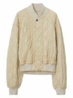 Burberry Women's Quilted Bomber Jacket in Neutro | Size Medium | 8081118