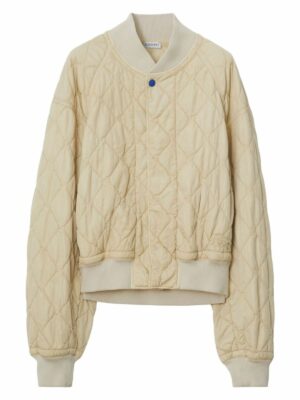 Burberry Women's Quilted Bomber Jacket in Neutro | Size Medium | 8081118