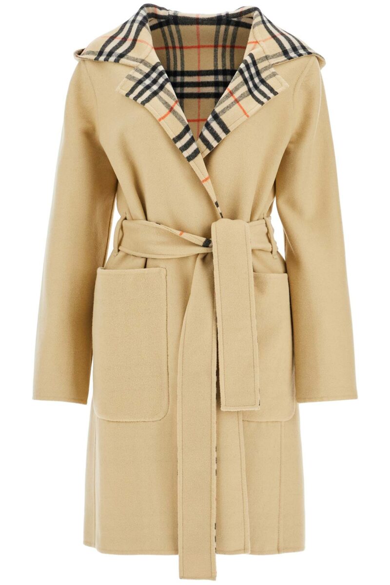 Burberry Women's Reversible Wool Coat With Lap in Beige | Size 8 | 8093831