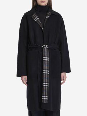 Burberry Women's Reversible Wool Coat in Black | Size 6 | 8093827