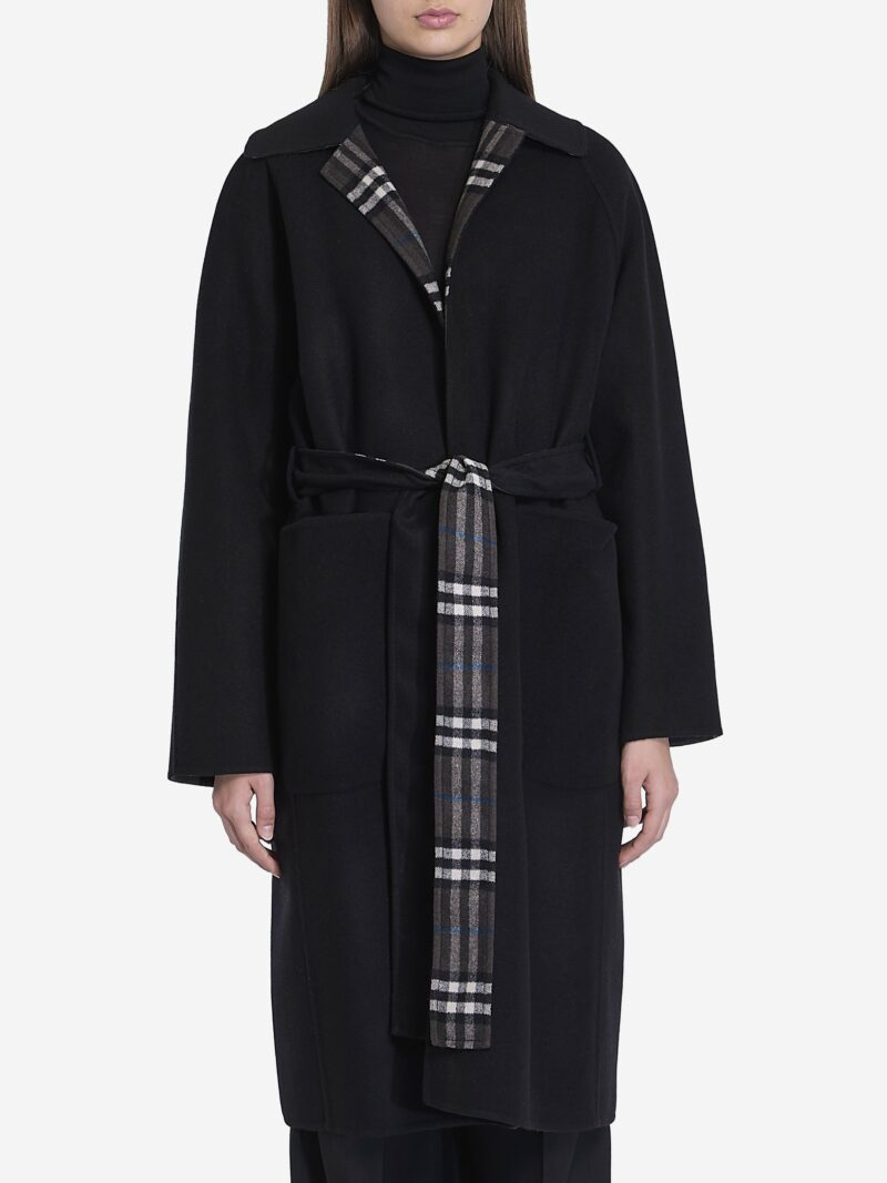 Burberry Women's Reversible Wool Coat in Black | Size 6 | 8093827