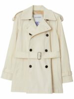 Burberry Women's Short Cotton Gabardine Trench Coat in Bianco | Size 8 | 8083207