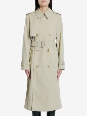 Burberry Women's Trench Coat In Cotton Blend in Beige | Size 6 | 8093045