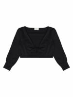 Celine Women's Draped Crop Top in Black | Size Medium | 2AI94965U