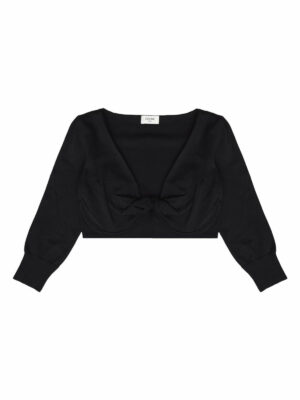 Celine Women's Draped Crop Top in Black | Size Medium | 2AI94965U