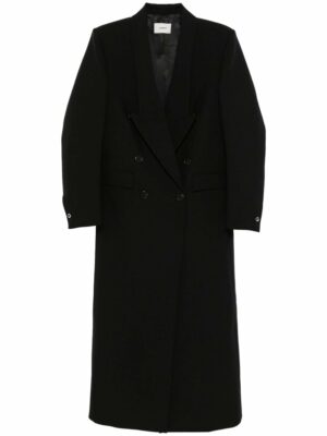 Coperni Women's Double-Breasted Button Fastening Coat in Black | Size Large | COPM22F3004BLACK