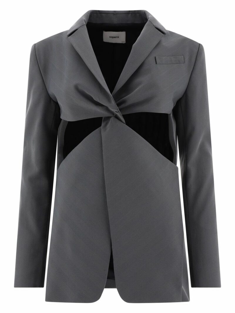 Coperni Women's "twisted Cut-Out" Tailored Jacket in Grey | Size 36 | COPV30823BLAGRE