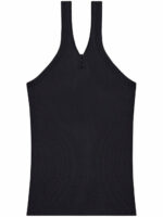 Courregès Women's Criss Cross Cotton Tank Top in Black | Size Large | 324JDE079JS0121