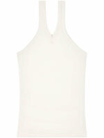 Courregès Women's Criss Cross Cotton Tank Top in White | Size Large | 324JDE079JS0121