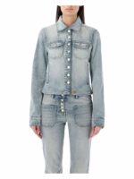 Courrèges Women's Denim Trucker Jacket in Light Blue | Size 38 | 24P124DBL154DE0016 Color 7011