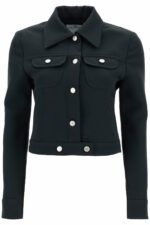 Courrèges Women's Twill Trucker Jacket In in Nero | Size 36 | VESCBL002PL0007