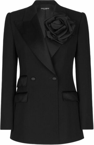 Dolce & Gabbana Women's Double-Breasted Virgin Wool Jacket in Black | Size 42 | F29LMTFUBGB Color N0000