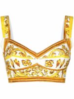 Dolce & Gabbana Women's Majolica Print Crop Top in Hg5Dq | Size 40 | F79EWTFPTAX Color HG5DQ