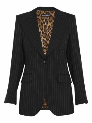 Dolce & Gabbana Women's Pinstripe Jacket in Black | Size 40 | F29QGTFRBC2