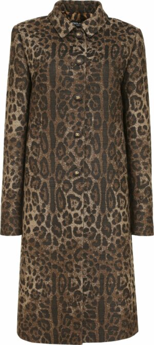 Dolce & Gabbana Women's Single-Breasted Wool Coat in Animalier | Size 46 | F0V9ITFJ3D9 Color S8180