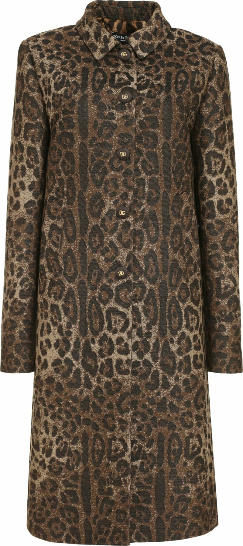Dolce & Gabbana Women's Single-Breasted Wool Coat in Animalier | Size 46 | F0V9ITFJ3D9 Color S8180