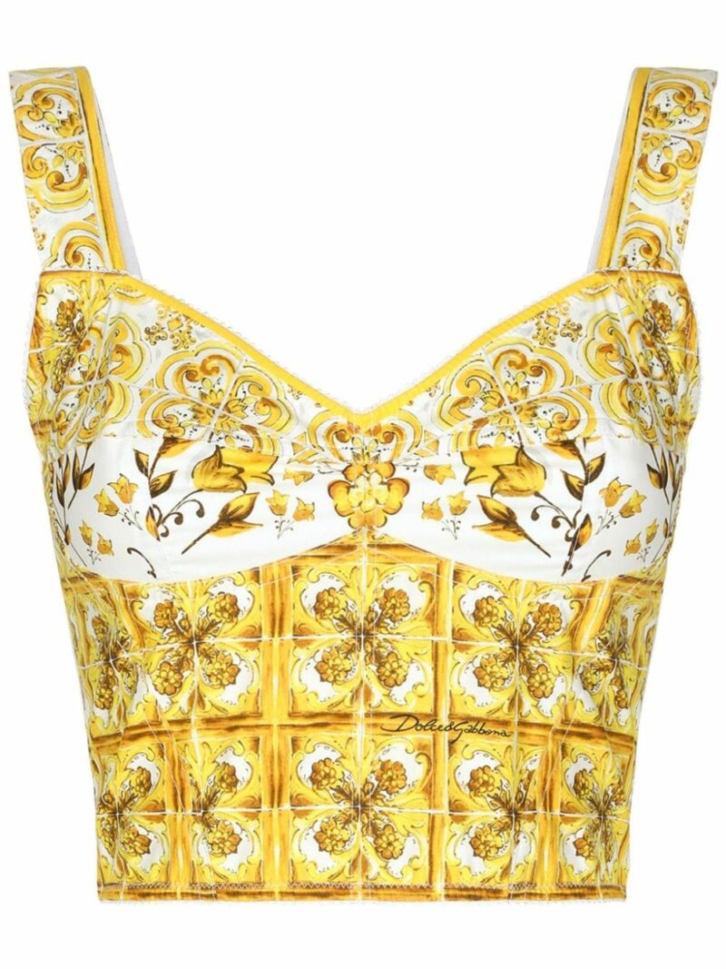 Dolce & Gabbana Women's Top Bustier Top in Yellow | Size 44 | F7W98T