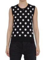 Dolce & Gabbana Women's Top With Polka-Dot Motif Top in Black | Size 40 | FXT07TJCVYK