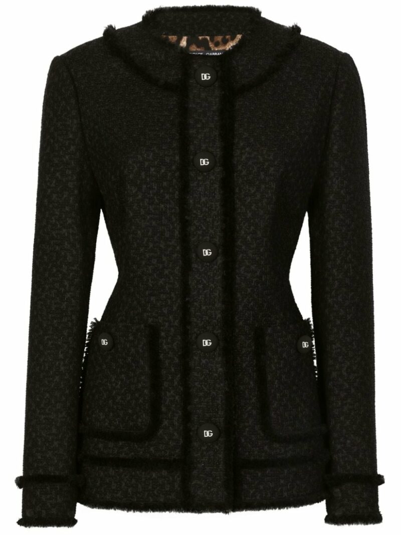 Dolce & Gabbana Women's Tweed Single-Breasted Jacket in Black | Size 38 | F2940TGDCLWN0000