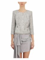 Elisabetta Franchi Women's Lurex Tweed Jacket in Silver | Size 42 | HGI07442E2900 Color Silver