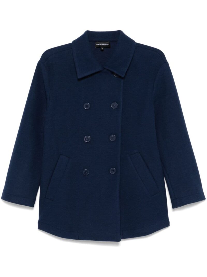 Emporio Armani Women's Double-Breasted Coat in Blue | Size 38 | 6D2B6E