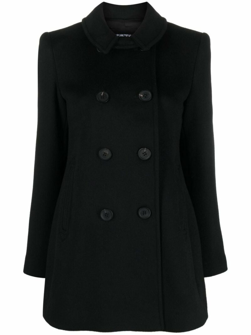 Emporio Armani Women's Wool And Cashmere Blend Coat in Black | Size 42 | 0NB50T2NWEZ0999