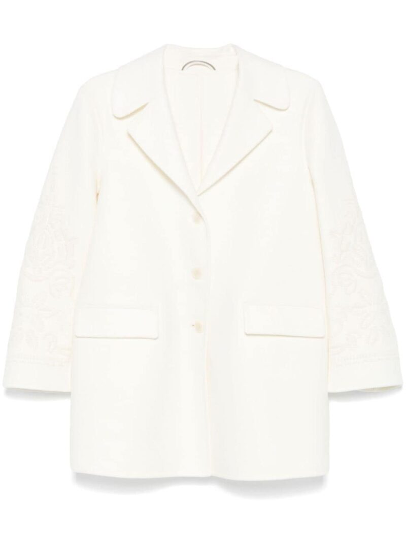 Ermanno Scervino Women's Wool Single-Breasted Coat in White | Size 42 | D456D303RHNG14800