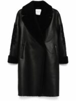 Ermanno Women's Faux Leather Double-Breasted Button Coat in Black | Size 38 | D45ED043E97MF822