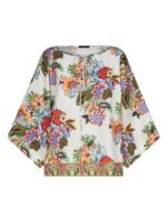 Etro Women's Top Manga Japonesa Blanco Estamp Flores Top in Prntwhitbs | Size 40 | WRJA001899SAE93X0800X0800