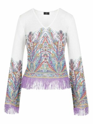 Etro Women's Viscose Top in White | Size 40 | WRKE0080AV217