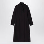 Fendi Women's Dark Purple Grain De Poudre Wool Coat in Grey | Size 38 | FF6034AJYF