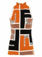 Fendi Women's Printed Turtle-Neck Top in Orange | Size 42 | FZXB84ARV2F1NZQ