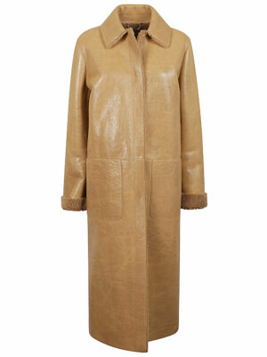 Fendi Women's Sheepskin Coat in Beige | Size 40 | FM5378