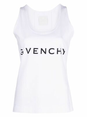 Givenchy Women's Logo Cotton Tank Top in White | Size Medium | BW70AZ3YAC