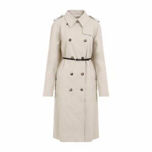 Givenchy Women's Voyou Beige Trench Coat Black Belt in Eggshell | Size 38 | BW00P815MB297297