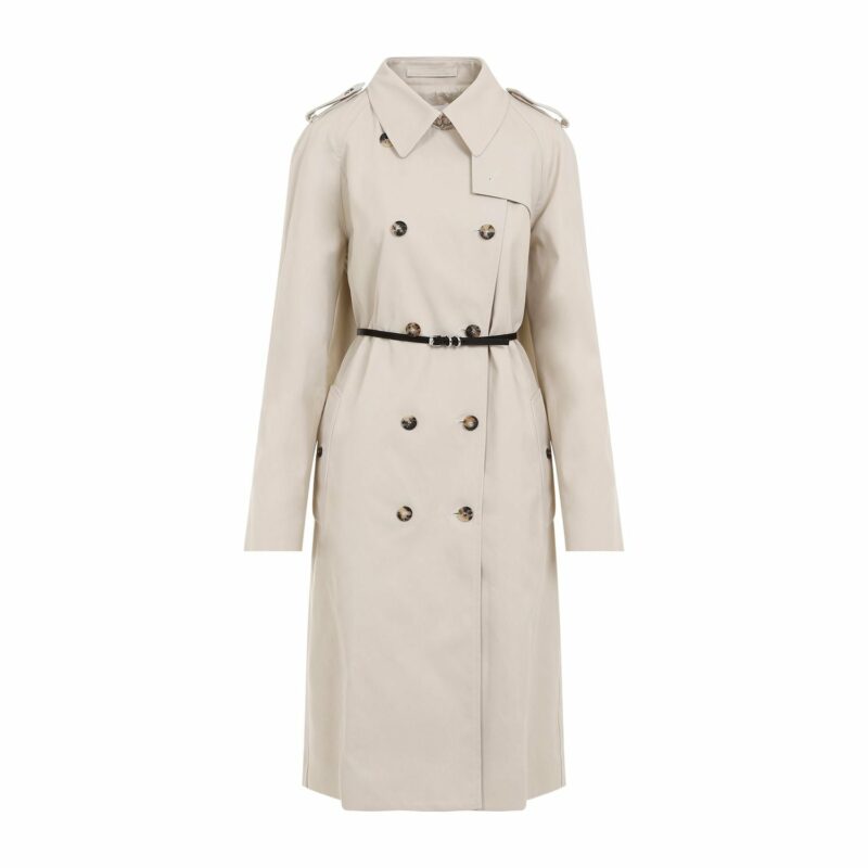 Givenchy Women's Voyou Beige Trench Coat Black Belt in Eggshell | Size 38 | BW00P815MB297297