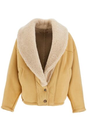 Golden Goose Women's Shearling Margot Jacket in Beige | Size 42 | GWP01883P001673