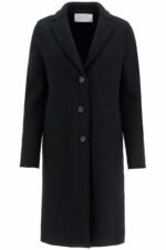 Harris Wharf London Women's Single-Breasted Wool Coat In Boiled in Nero | Size 38 | A1331MLC