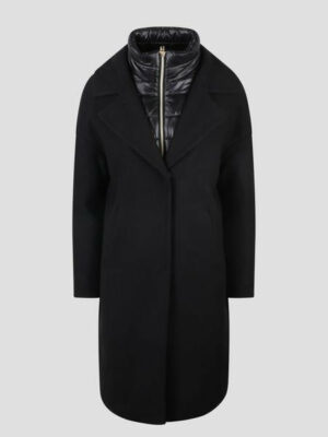 Herno Women's Coat In Wool And Nylon in Black | Size 44 | GC000414D33344