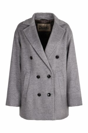 Herno Women's Double-Breasted Wool Coat in Grey | Size 46 | CA000545D33313 Color 9410