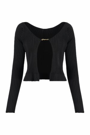 Jacquemus Women's Pralu Logo Print Long Sleeve Top in Black | Size 38 | 22H223KN5002190 Color 990