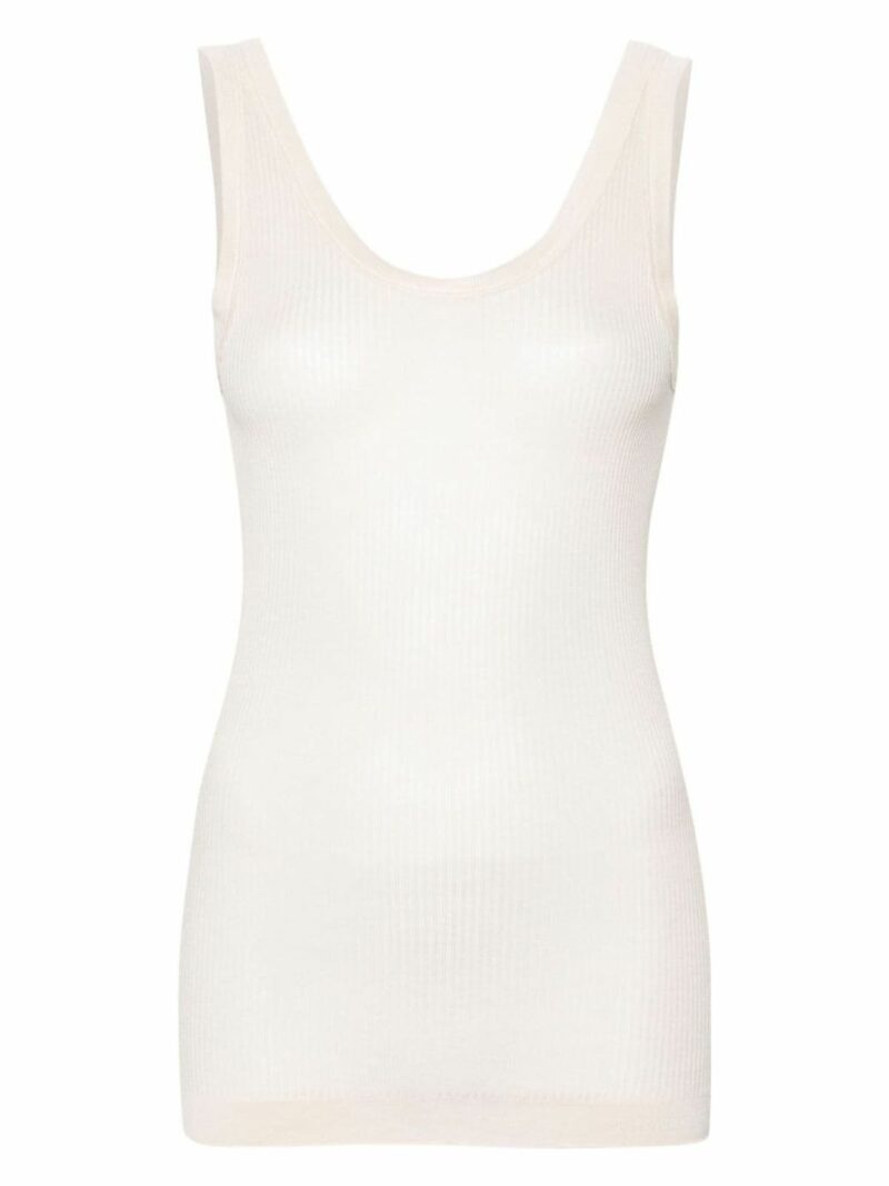 Lemaire Women's Ribbed Tank Top in Cream | Size Large | TO1156LK1017198