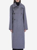 Loewe Women's Double-Breasted Coat In Wool And Cashmere in Grey | Size 36 | S540Y01XA75303