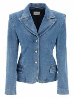 Magda Butrym Women's Single-Breasted Jacket In Denim in Blue | Size 38 | 107424