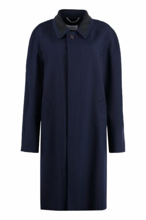 Maison Margiela Women's Single-Breasted Wool Coat in Blue | Size 40 | SI0AA0003S54959 Color 511