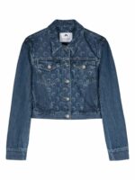 Marine Serre Women's Denim Cropped Jacket in Blue | Size 36 | WJA041DDEN0001BL50