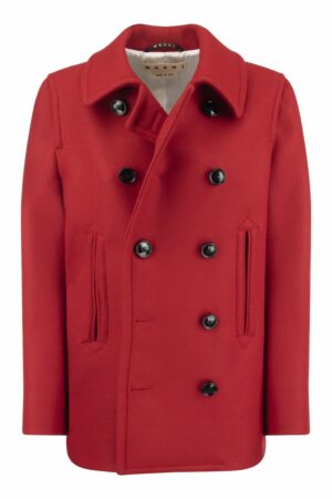 Marni Women's Double-Breasted Wool Coat in Red | Size 36 | GIMA0197U0UTW967