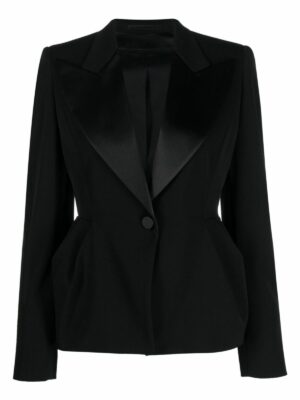 Max Mara Pianoforte Women's Wool Single-Breasted Blazer Jacket in Black | Size 36 | 10460437600PROTEO001