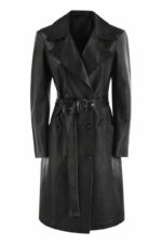 Max Mara Sportmax Women's Giostra - Nappa Leather Trench Coat in Black | Size 40 | 2422476011600