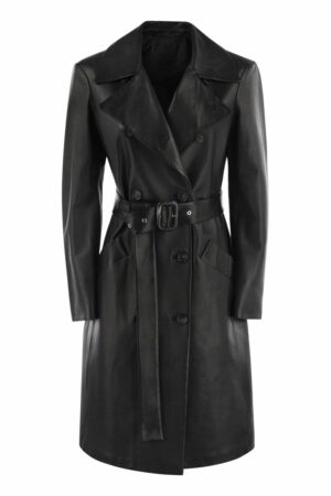 Max Mara Sportmax Women's Giostra - Nappa Leather Trench Coat in Black | Size 40 | 2422476011600